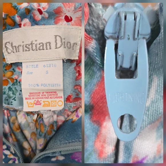 VTG 70s Christian Dior Canada Floral Maxi Robe Lavallière Gown Size S - Picture 10 of 10